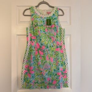 NWT Lilly Pulitzer Mila Shift in Coconut Jungle - Size 8 with Crochet Trim